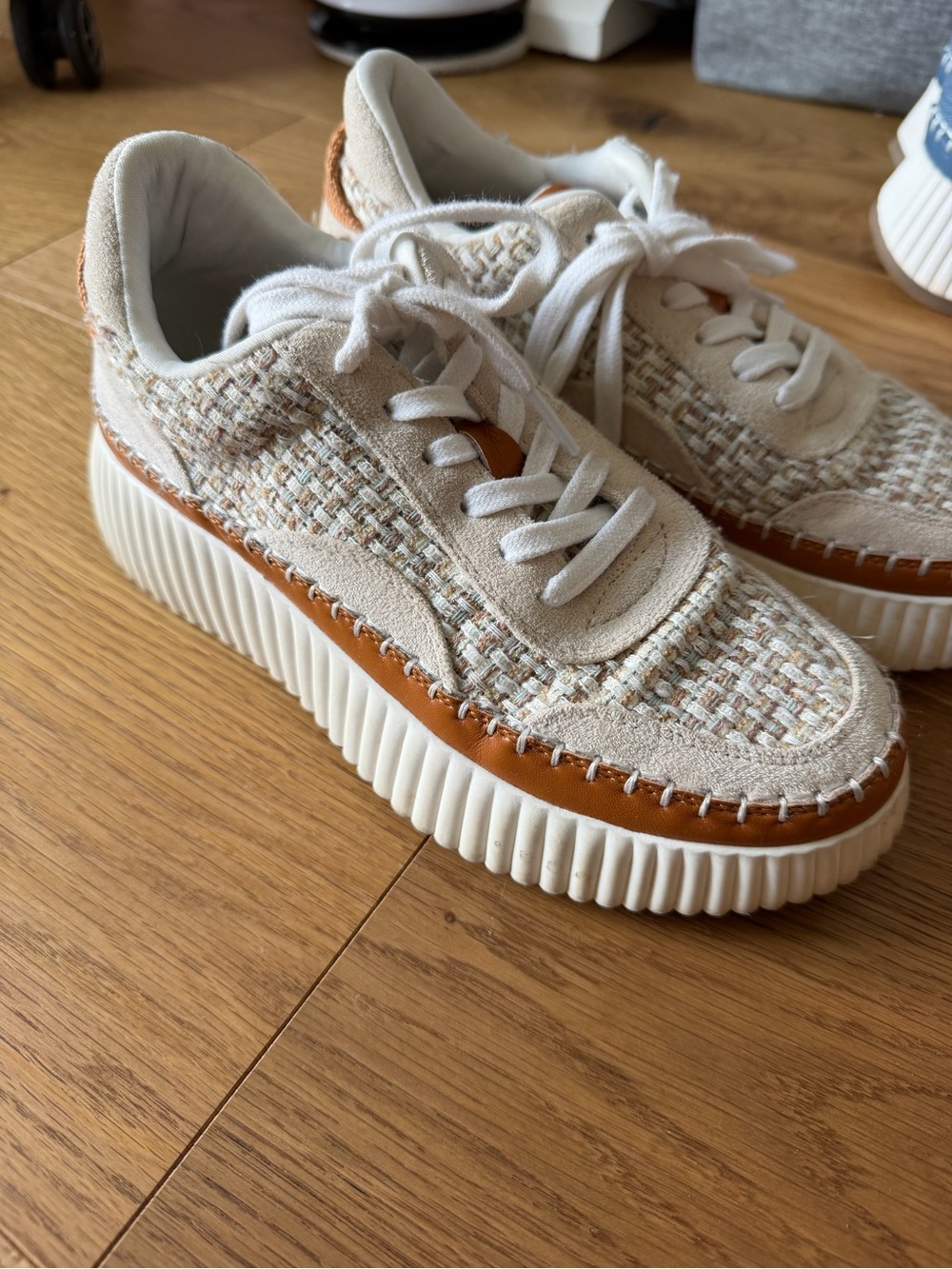 Coconuts by Matisse Cream and Tan Woven Platform Sneakers